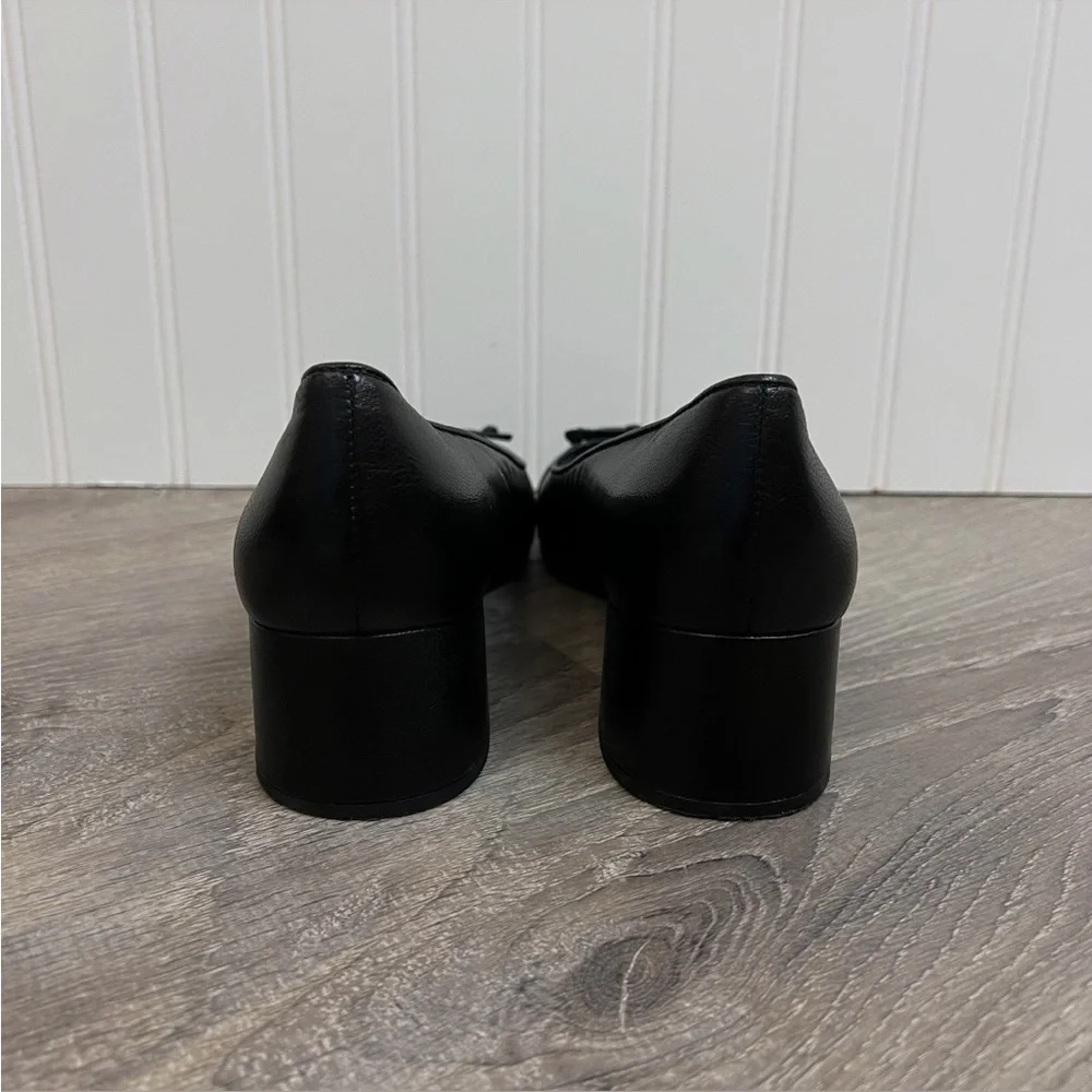 TORY BURCH Mixed Black Leather Cap-Toe Ballerina Block Pumps Size 7 - Picture 10 of 14